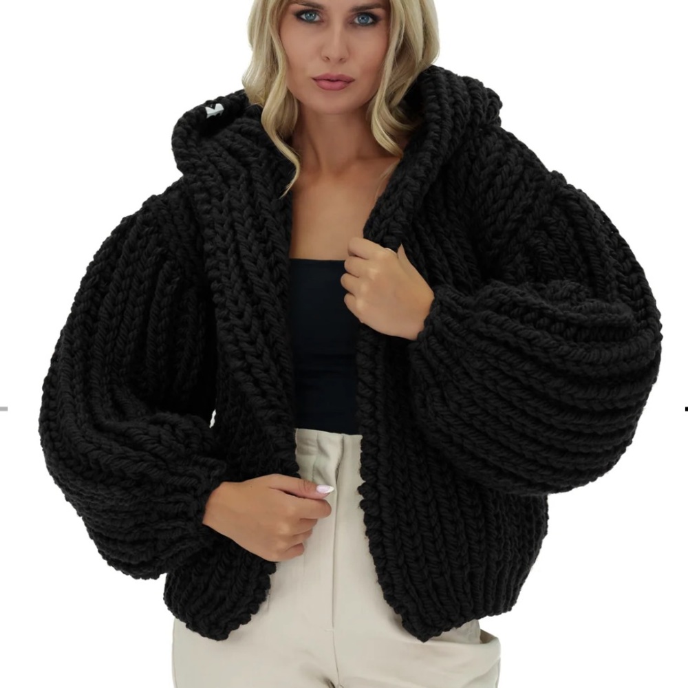 Chunky Black Knit Cardigan